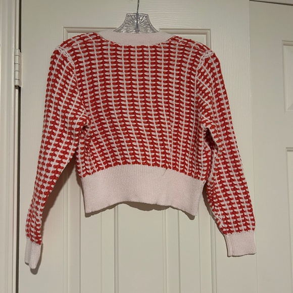 Maeve Orange and White Button Cropped Sweater Size SP Trendy ~ Cozy! - Picture 3 of 5